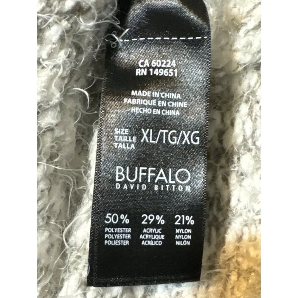 Buffalo David Bitton Sweater XL Eyelash Sweather Cozy Soft Gray White